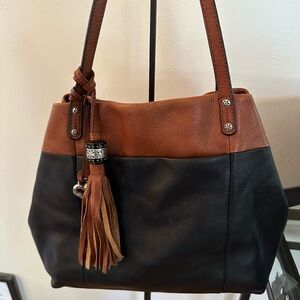 Brighton Black and Brown Leather Shoulder Bag